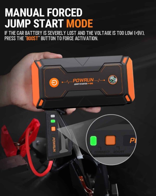 Powrun P-ONE Jump Starter, 2000A Portable Jump Box   Car Jump Starter Battery Pack - Image 6