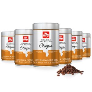 illy Whole Bean Coffee   Perfectly Roasted Whole Coffee Beans ?C Etiopia Bold Roast ?C Gentle Notes of Jasmine ?C Floral Notes   100% Arabica Coffee   No Preservatives ?C 8.8 Ounce, 6 Pack