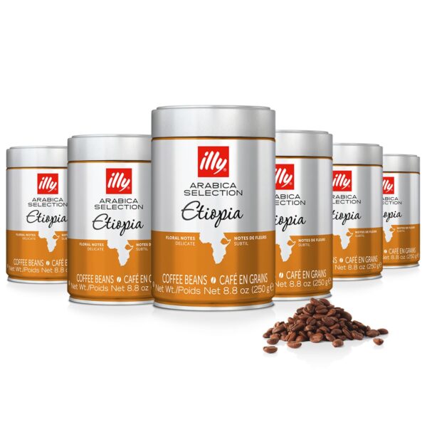 illy Whole Bean Coffee   Perfectly Roasted Whole Coffee Beans ?C Etiopia Bold Roast ?C Gentle Notes of Jasmine ?C Floral Notes   100% Arabica Coffee   No Preservatives ?C 8.8 Ounce, 6 Pack