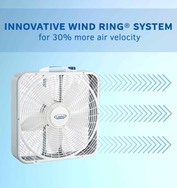 20?? Weather-Shield Performance Box Fan-Features Innovative Wind Ring System for Up to 30% More Air, 20 Inch, 3720 - Image 6