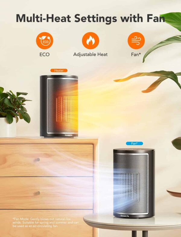 GoveeLife Smart Space Heater, 1500W Fast Electric Heater for Indoor Use with Thermostat, Black - Image 8