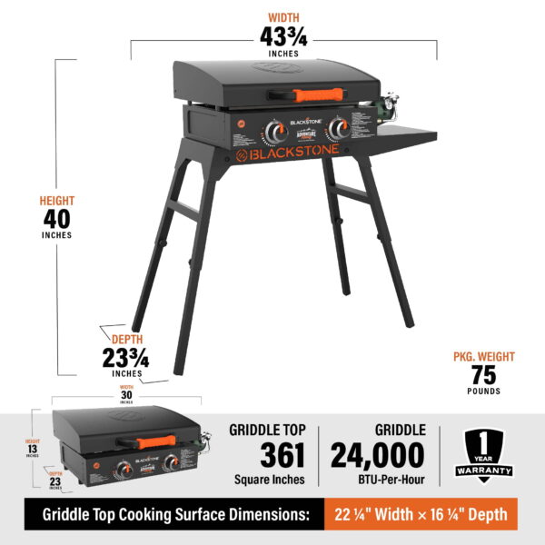 Blackstone Adventure Ready 22  Griddle with Stand and Adapter Hose - Image 4