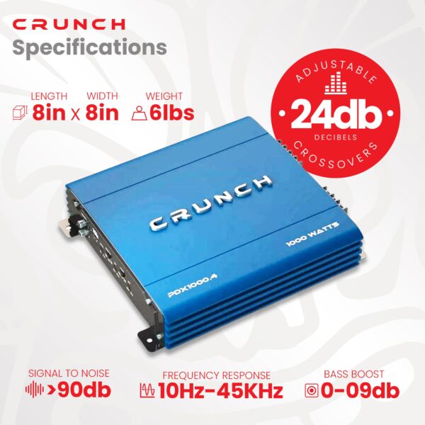 1000 Watt 4 Channel Exclusive Blue A/B Car Stereo Amplifier - Image 3