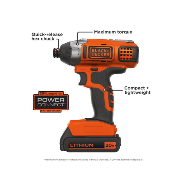 20-Volt MAX* Lithium-Ion Cordless Impact Driver, BDCI20C - Image 4