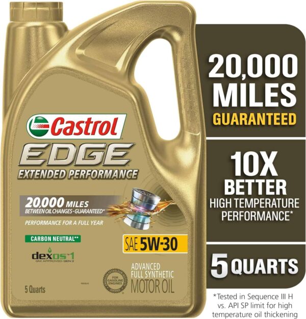 Castrol Edge Extended Performance 5W-30 Advanced Full Synthetic Motor Oil, 5 Quarts, Pack of 3 - Image 2