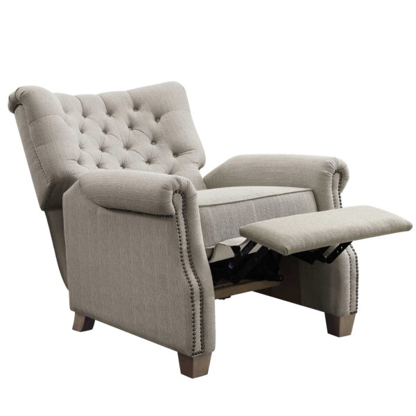 Tufted Push Back Recliner, Gray Fabric Upholstery - Image 4