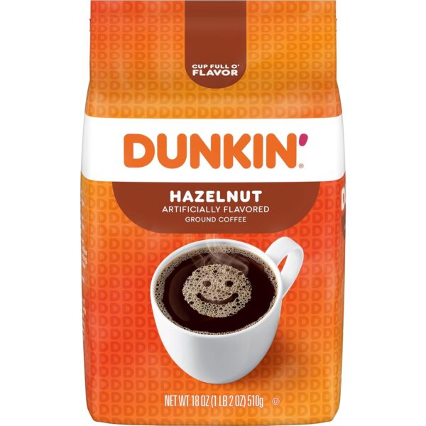Dunkin  Hazelnut Flavored Ground Coffee, 18 Ounce (Pack of 6) - Image 3