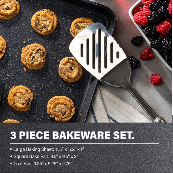 Granite Stone Pots and Pans Set 20 Piece Complete Cookware Bakeware Set Nonstick Dishwasher Oven Safe Black - Image 3