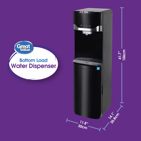 Great Value Bottom Loading Hot/Cold/Room Temp. Water Dispenser, Black Water Cooler - Image 4