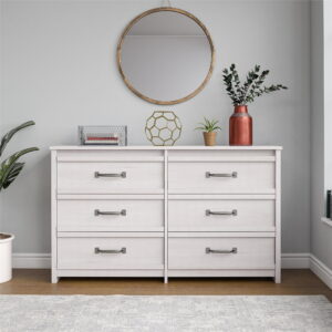 Gardens Rustic Ranch 6 Drawer Dresser, Ivory Oak