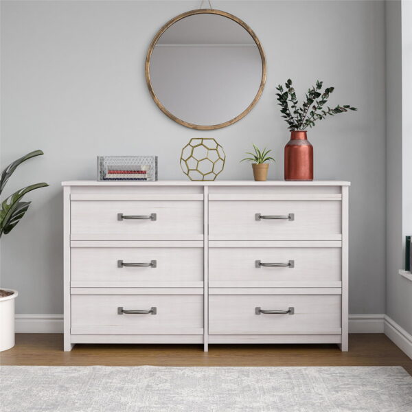 Gardens Rustic Ranch 6 Drawer Dresser, Ivory Oak