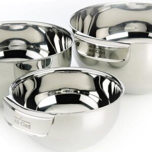 Stainless Steel Dishwasher Safe Mixing Bowls Set Kitchen Accessorie, 3-Piece, Silver