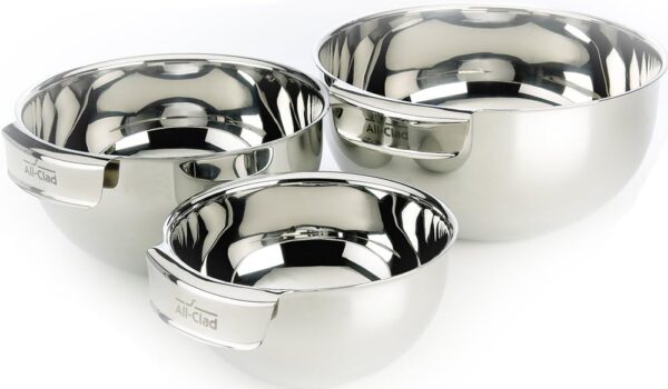 Stainless Steel Dishwasher Safe Mixing Bowls Set Kitchen Accessorie, 3-Piece, Silver