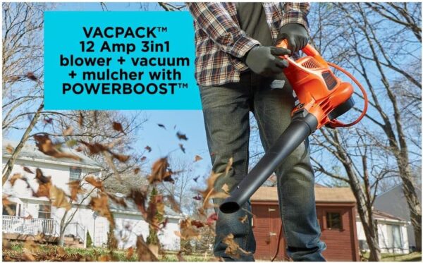 Electric Leaf Blower, Leaf Vacuum and Mulcher 3 in 1, 250 mph Airflow, 400 cfm Delivery Power, Reusable Bag Included, Corded (BEBL7000) - Image 6