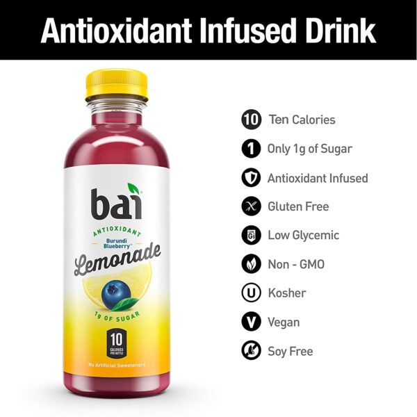 Bai Flavored Water, Burundi Blueberry Lemonade, Antioxidant Infused Drinks,12 Count - Image 2