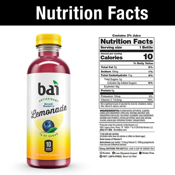 Bai Flavored Water, Burundi Blueberry Lemonade, Antioxidant Infused Drinks,12 Count - Image 7
