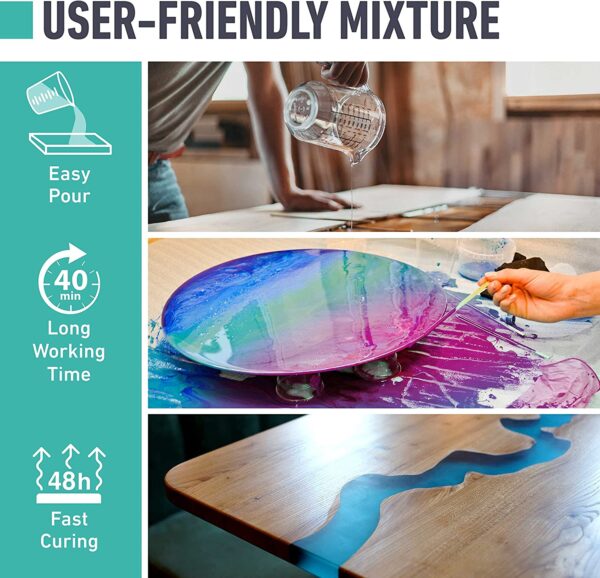 Beast Bond Epoxy Resin Kit, 1 Gallon High-Performance Epoxy Resin, Self-Leveling, Crystal Clear and Ultra-Glossy, Perfect for Table Tops, Crafts - Image 3
