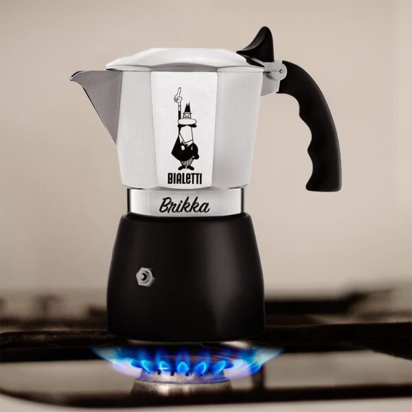 Moka Pot, the Only Stovetop Coffee Maker Capable of Producing a Crema-Rich Espresso, 2 Cups (3.38 Oz), Aluminum and Black - Image 4