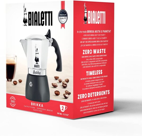 Moka Pot, the Only Stovetop Coffee Maker Capable of Producing a Crema-Rich Espresso, 2 Cups (3.38 Oz), Aluminum and Black - Image 7