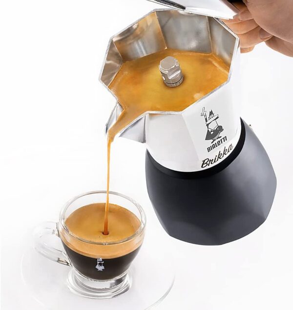 Moka Pot, the Only Stovetop Coffee Maker Capable of Producing a Crema-Rich Espresso, 2 Cups (3.38 Oz), Aluminum and Black - Image 3