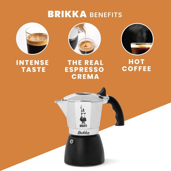 Moka Pot, the Only Stovetop Coffee Maker Capable of Producing a Crema-Rich Espresso, 2 Cups (3.38 Oz), Aluminum and Black - Image 9