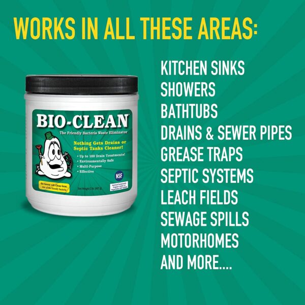 Bio-Clean Drain Septic 2# Can Cleans Drains- Septic Tanks   Grease Traps All Natural and 100% Guaranteed No Caustic Chemicals! Removes fats Oil and Grease, Completely Cleans Your System. - Image 5