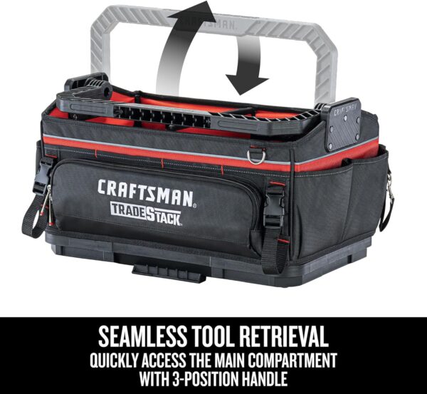 TRADESTACK System Tool Bag, Heavy Duty Open Mouth Tool Tote, Waterproof Hard Bottom, Folding Handle (CMST21451) - Image 2