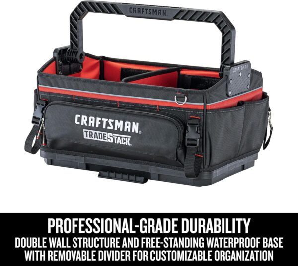 TRADESTACK System Tool Bag, Heavy Duty Open Mouth Tool Tote, Waterproof Hard Bottom, Folding Handle (CMST21451) - Image 9