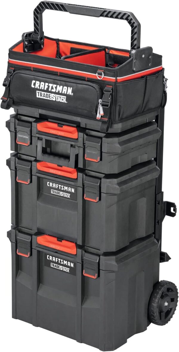 TRADESTACK System Tool Bag, Heavy Duty Open Mouth Tool Tote, Waterproof Hard Bottom, Folding Handle (CMST21451) - Image 4