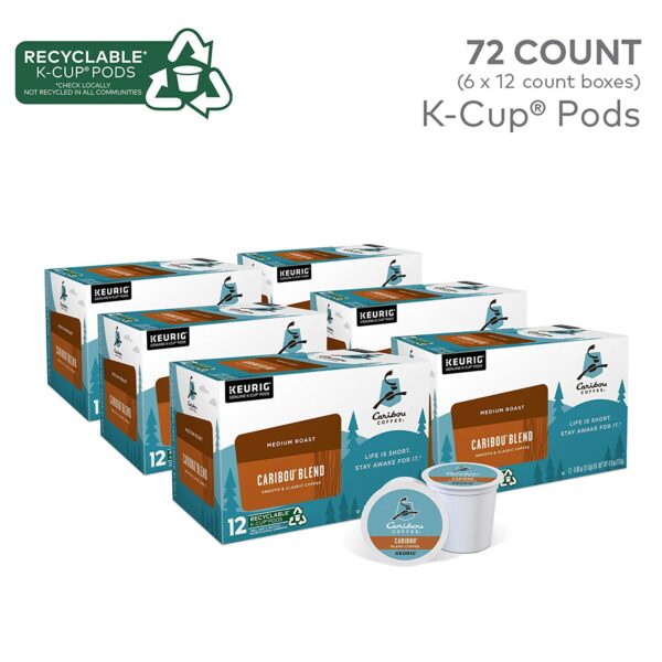 Caribou Coffee Caribou Blend, Single-Serve Keurig K-Cup Pods, Medium Roast Coffee, 72 Count - Image 2