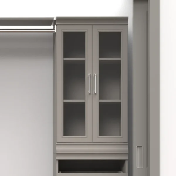 4613 Modular Storage Pair Set, 2 Glass Pane Doors, Wood Closet Organizer Shaker Style, Add On Accessory for Shelf Units, Taupe, Kit - Image 2