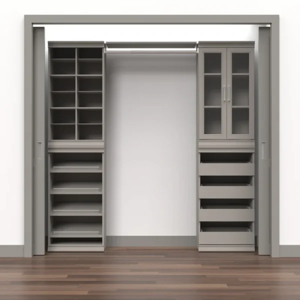 4613 Modular Storage Pair Set, 2 Glass Pane Doors, Wood Closet Organizer Shaker Style, Add On Accessory for Shelf Units, Taupe, Kit - Image 11