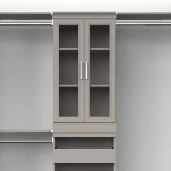 4613 Modular Storage Pair Set, 2 Glass Pane Doors, Wood Closet Organizer Shaker Style, Add On Accessory for Shelf Units, Taupe, Kit - Image 4