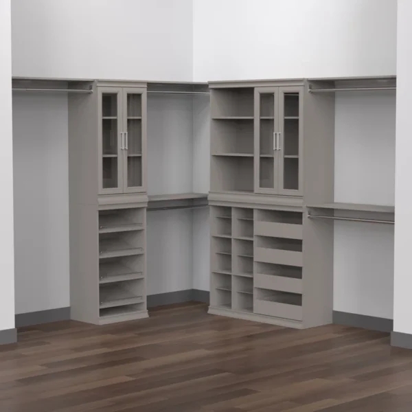 4613 Modular Storage Pair Set, 2 Glass Pane Doors, Wood Closet Organizer Shaker Style, Add On Accessory for Shelf Units, Taupe, Kit - Image 8