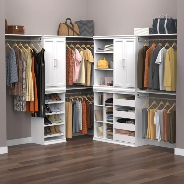 4613 Modular Storage Pair Set, 2 Glass Pane Doors, Wood Closet Organizer Shaker Style, Add On Accessory for Shelf Units, Taupe, Kit - Image 9