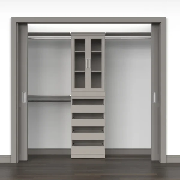 4613 Modular Storage Pair Set, 2 Glass Pane Doors, Wood Closet Organizer Shaker Style, Add On Accessory for Shelf Units, Taupe, Kit - Image 10
