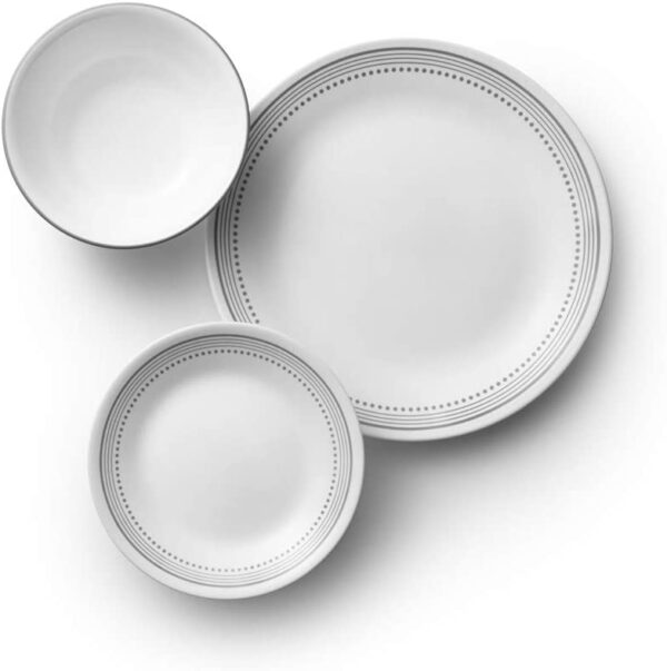 18-Piece Service for 6 Dinnerware Set, Triple Layer Glass and Chip Resistant, Lightweight Round Plates and Bowls Set, Mystic Gray - Image 2