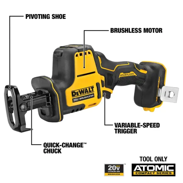 ATOMIC 20-Volt MAX Cordless Brushless Compact Reciprocating Saw with (1) 5.0Ah Battery - Image 2