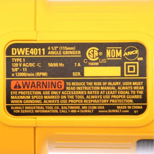 DWE4011 7 Amp 4-1/2 in. Small Angle Grinder with 1-Touch Guard - Image 12