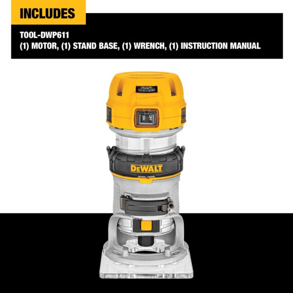 DWP611 1/4-in-Amp 1.25-HP Variable Speed Fixed Corded Router (Tool Only) - Image 4