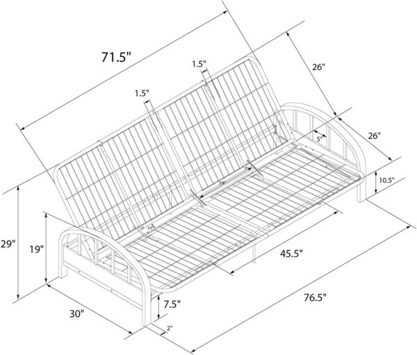 Metal Futon Frame, Black Large - Image 3