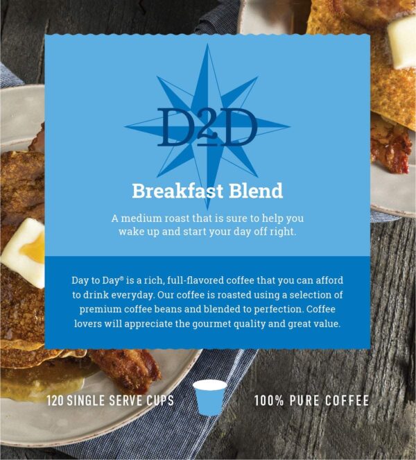 Day To Day 120-Count Breakfast Blend, Medium Roast Single Serve Coffee Pods for K-Cup Keurig Brewers - Image 2