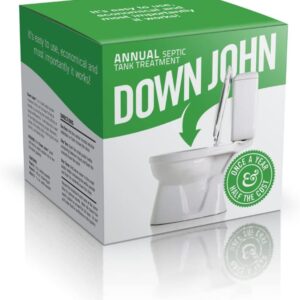 Down John (Once-A-Year) Septic Tank Treatment | 1 Year Supply | Eco-Friendly Product, 3-Part Concentrate Live Bacteria, Carbon   Enzyme Flush Treatment | Odor Neutralizer   Septic Drain Field Cleaner | Cleans Lines   Improves Field Absorption