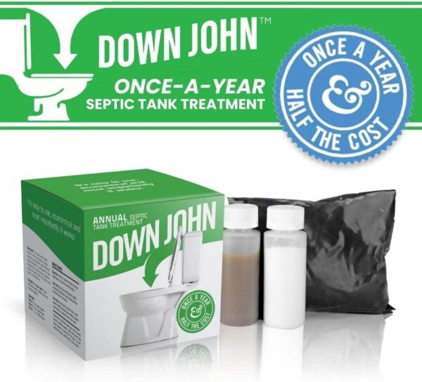 Down John (Once-A-Year) Septic Tank Treatment | 1 Year Supply | Eco-Friendly Product, 3-Part Concentrate Live Bacteria, Carbon   Enzyme Flush Treatment | Odor Neutralizer   Septic Drain Field Cleaner | Cleans Lines   Improves Field Absorption - Image 3