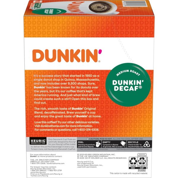 Dunkin  Decaf Medium Roast Coffee, 88 Keurig K-Cup Pods - Image 6