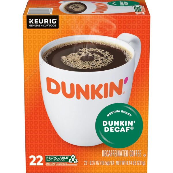 Dunkin  Decaf Medium Roast Coffee, 88 Keurig K-Cup Pods