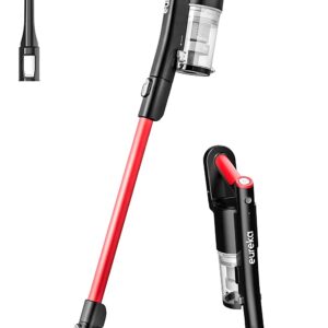 NEC101 Cordless Vacuum Cleaner LED Headlights, Convenient Stick and Handheld Vac, Basic, Red, Black