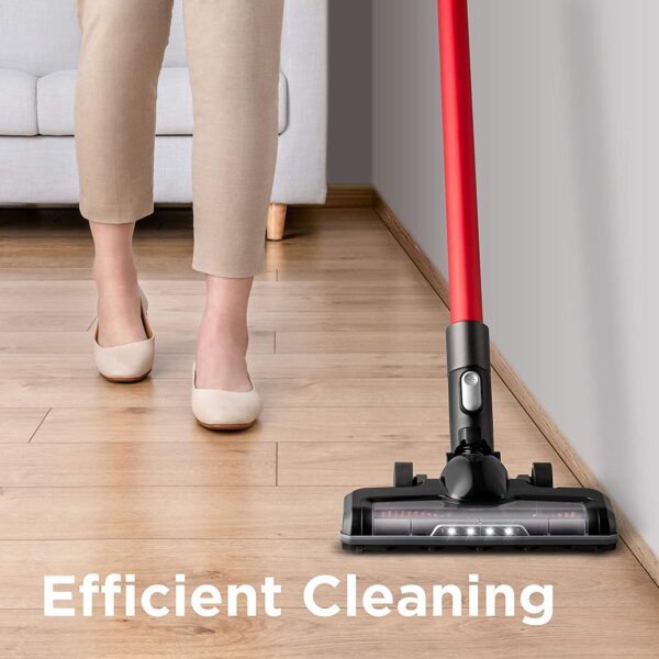 NEC101 Cordless Vacuum Cleaner LED Headlights, Convenient Stick and Handheld Vac, Basic, Red, Black - Image 2