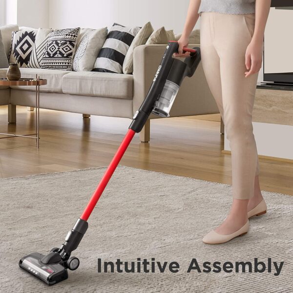 NEC101 Cordless Vacuum Cleaner LED Headlights, Convenient Stick and Handheld Vac, Basic, Red, Black - Image 7