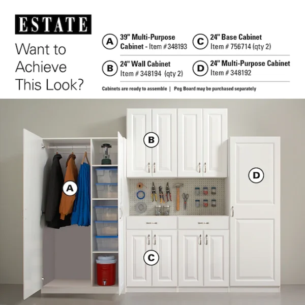 Estate ESBDD24SW 23.75-in W x 34.5-in H Wood Composite White Wall-mount Utility Storage Cabinet - Image 8